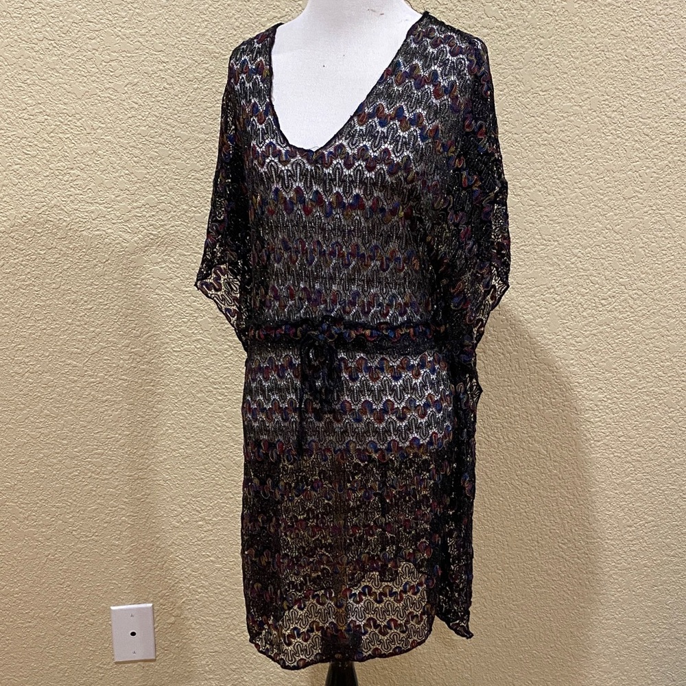 Time and Tru Elegant Black and Multicolor Swim Cover-Up